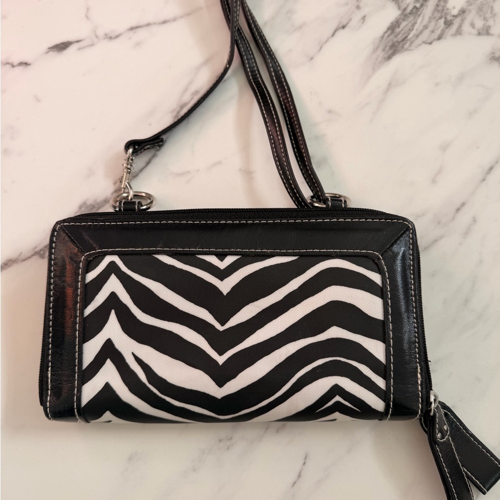 Zebra Print Black & White Crossbody Wallet - Women Bags